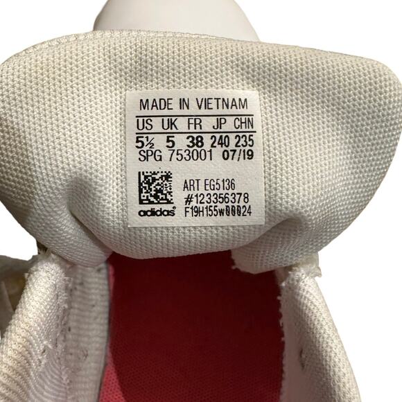 Adidas White Leather Superstar  Sneakers  Womens 5.5 Hot Pink Glitter Stripes - Picture 3 of 10